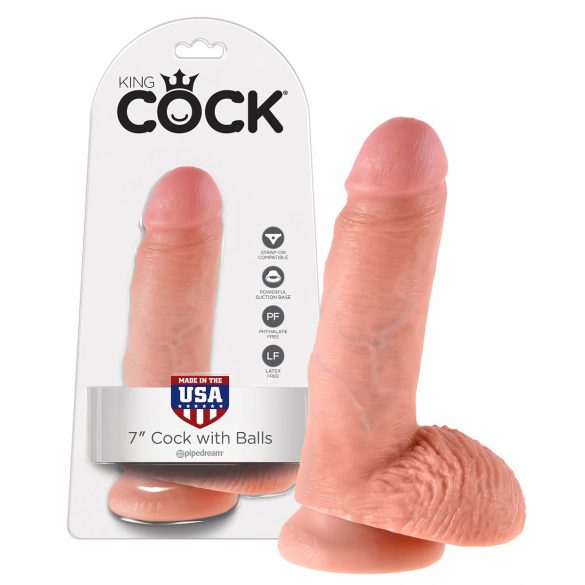 King Cock dildo s varlaty (18 cm) - přírodní barva