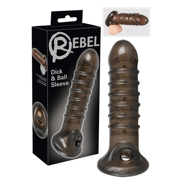 Rebel - vroubkovaný návlek na penis (kouřová barva)