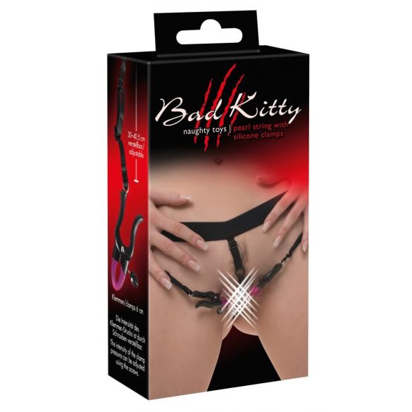 Bad Kitty - pince-sexe avec culotte - violet-noir (S-L)