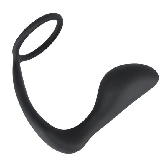 Black Velvet anální kolík s kroužkem na penis (černý)