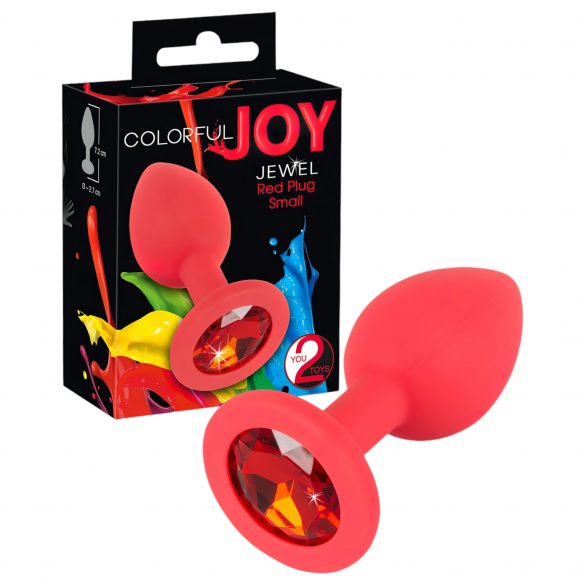 You2Toys Colorful Joy Jewel Plug - silikonové anální dildo - malé (červené)