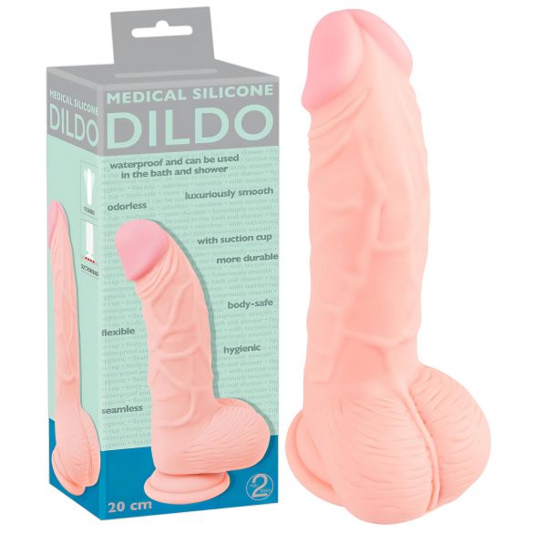 Medical Silicone Dildo - dildo z lékařského silikonu (20 cm) - tělová barva