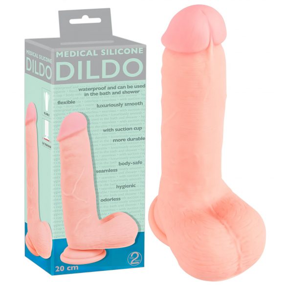 Medical Silicone Dildo - rovné dildo z lékařského silikonu (20 cm) - tělová barva