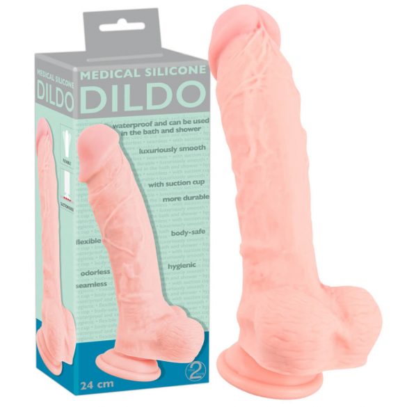 Dildo en silicone médical (24 cm) - naturel