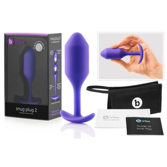 b-vibe Snug Plug 2 - anální dildo s dvojitou kuličkou (114 g) - fialové