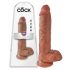 King Cock 10 inch dildó met ballen (25 cm) - bruin