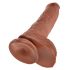 Gode réaliste 'King Cock' 25 cm avec testicules - brun