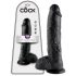 King Cock 25 cm pénisz - fekete (avec testicules)