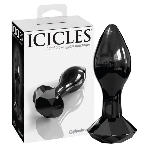 Icicles No. 78 - kónické skleněné anální dildo (černé)