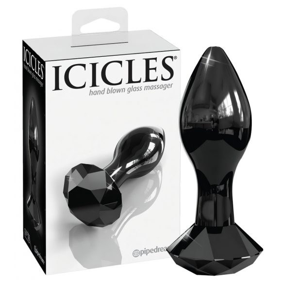 Icicles No. 78 - kónické skleněné anální dildo (černé)