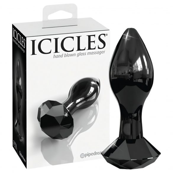 Icicles No. 78 - kónické skleněné anální dildo (černé)