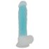 You2Toys Glow in the Dark - zuignap, testikel lichtgevende dildo (blauw)