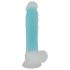 You2Toys Brillant dans le Noir - Dildo bleu avec ventouse et testicules