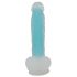 You2Toys Glow in the Dark - zuignap, testikel lichtgevende dildo (blauw)