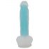 You2Toys Brillant dans le Noir - Dildo bleu avec ventouse et testicules