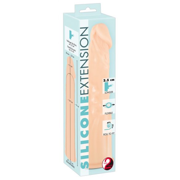 You2Toys Silicone Extension - prodlužující návlek na penis (tělová barva) - 19cm