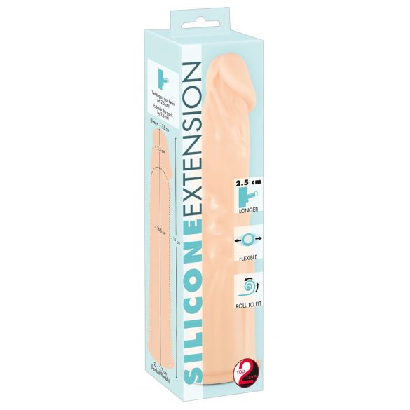 You2Toys Silicone Extension - prodlužující návlek na penis (tělová barva) - 19cm