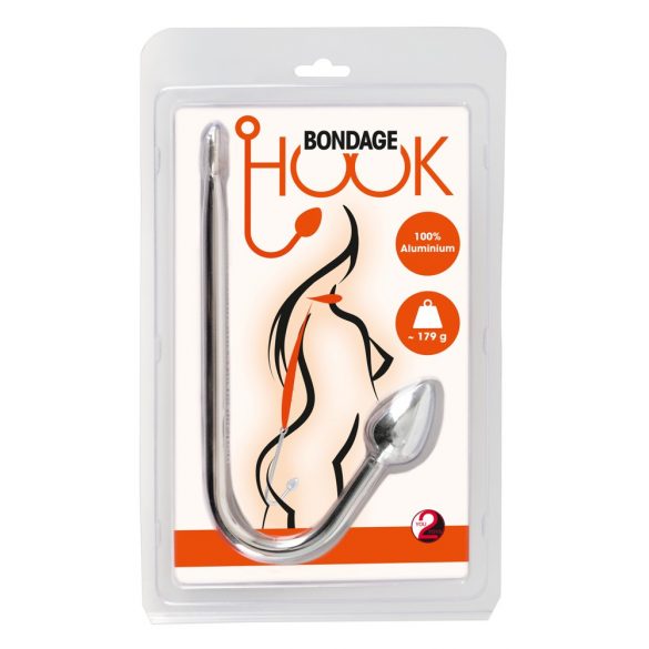 You2Toys Bondage Hook - hliníkový anální háček (179g) - stříbrný