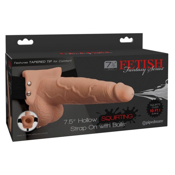 Fetish Strap-On 7,5 - holle, spuitende dildo (natuurlijk)