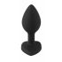 You2Toys Silicone Butt Plug - anální dildo ve tvaru srdce s bílým kamínkem (černé)