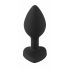 You2Toys Silicone Butt Plug - anální dildo ve tvaru srdce s bílým kamínkem (černé)