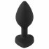 You2Toys Silicone Butt Plug - anální dildo ve tvaru srdce s bílým kamínkem (černé)