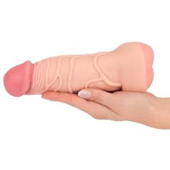   Nature Skin 2in1 Extension + Masturbator Vagina - návlek na penis a masturbátor (tělová barva)