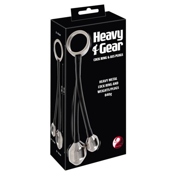 You2Toys Heavy Gear - anneau pénien avec poids anal (noir-argent)