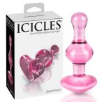   Icicles No. 75 - skleněné anální dildo ve tvaru srdce (růžové)