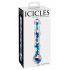 Icicles No. 08 - dildo en verre ondulé à double extrémité (transparent-bleu)