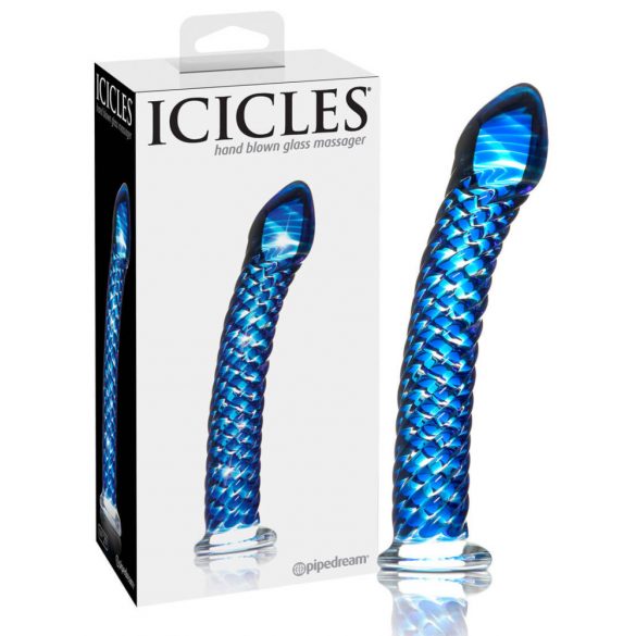 Icicles No. 29 – spirale, verre dildo (bleu)