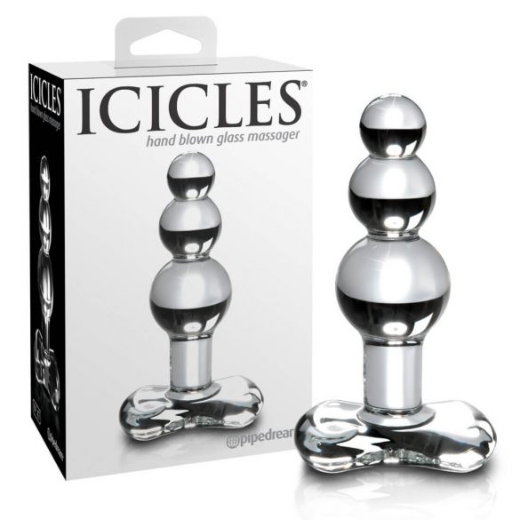 Icicles No. 47 - triple perles, plug anal en verre (transparent)