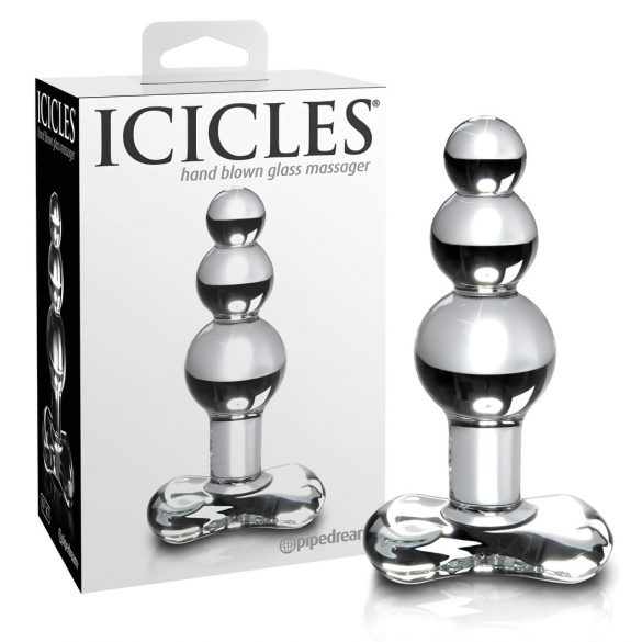 Pipedream Icicles No. 47 - skleněný anální kolík se třemi kuličkami (průhledný)