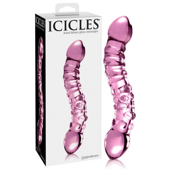 Icicles No. 55 - dubbelzijdige G-spot glazen dildo (roze)