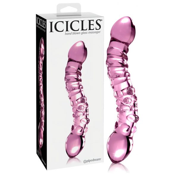 Icicles No. 55 - gode en verre à double extrémité pour le point G (rose)