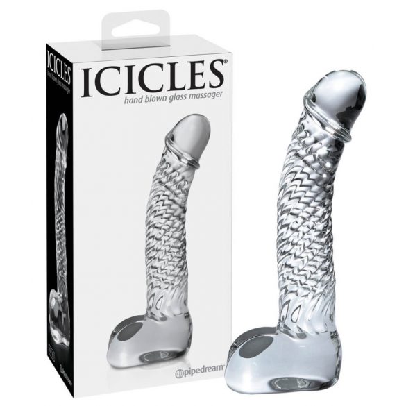 Icicles No. 61 - dildo en verre avec testicules (transparent)