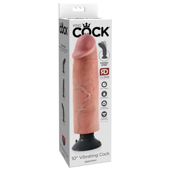 King Cock 10 - ohebné dildo s polštářky (25 cm) - přírodní