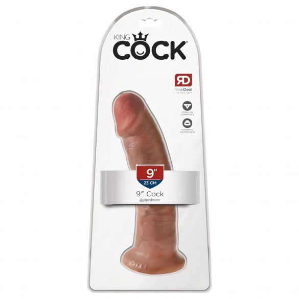 King Cock 9 - přísavkový realistický dildo (23 cm) - tmavě přírodní