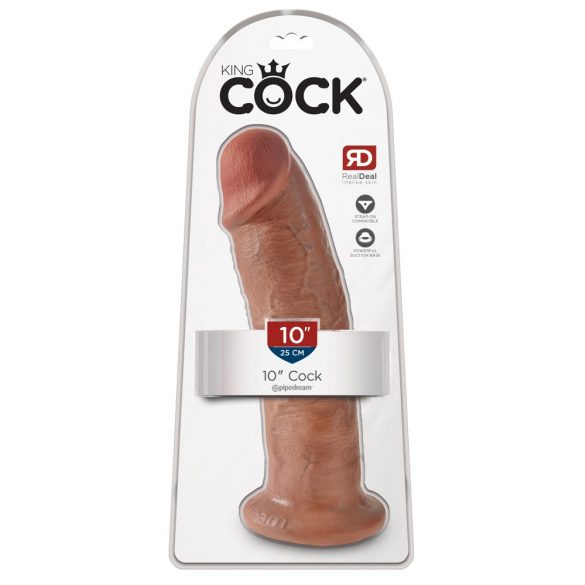 King Cock 10 - grande godemichet à ventouse (25cm) - naturel foncé