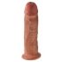 King Cock 10 - velké dildo se varlaty s přísavkou (25cm) - tmavě přírodní