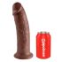 King Cock 10 - velké dildo se varlaty s přísavkou (25cm) - hnědé