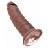 King Cock 10 - velké dildo se varlaty s přísavkou (25cm) - hnědé