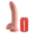 King Cock 9 - velké připínací, testikulární dildo (23 cm) - přírodní