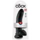 King Cock 9 - velký přísavkový dildo s varlaty (23 cm) - černý