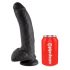 King Cock 9 - velké připínací, varlatové dildo (23 cm) - černé