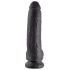 King Cock 9 - grote dildo met zuignap en ballen (23 cm) - zwart