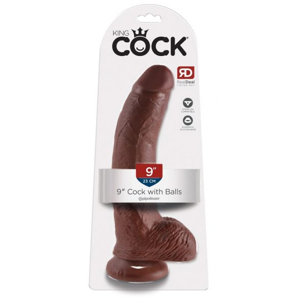 King Cock 9 - grote dildo met zuignap en ballen (23cm) - bruin