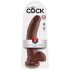 King Cock 9 - grote dildo met zuignap en ballen (23cm) - bruin