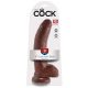 King Cock 9 - velké připínací, varlatové dildo (23 cm) - hnědé