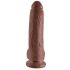 King Cock 9 - velké připínací, varlatové dildo (23 cm) - hnědé